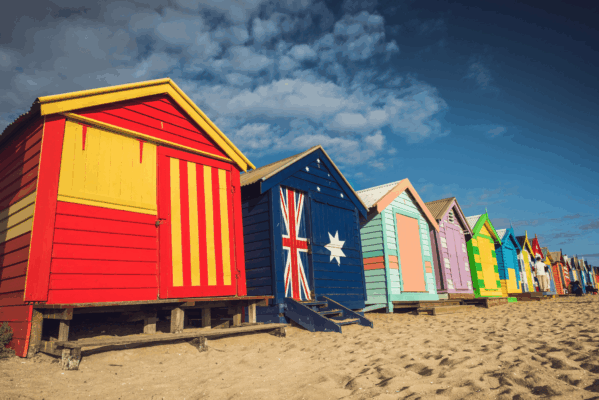 Brighton Beach Boxes colorful huts Melbourne Australia