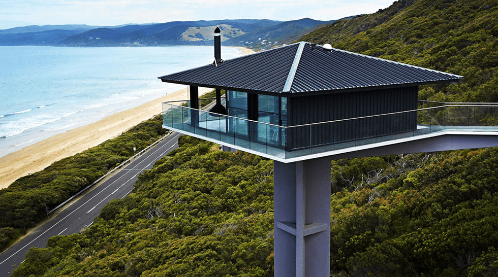 Tour melbourne with Pole House Australia cliff house ocean view architecture