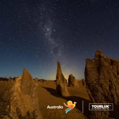 Sa mạc Pinnacles ban đêm với dải Ngân Hà rực rỡ tại Nambung National Park, Perth