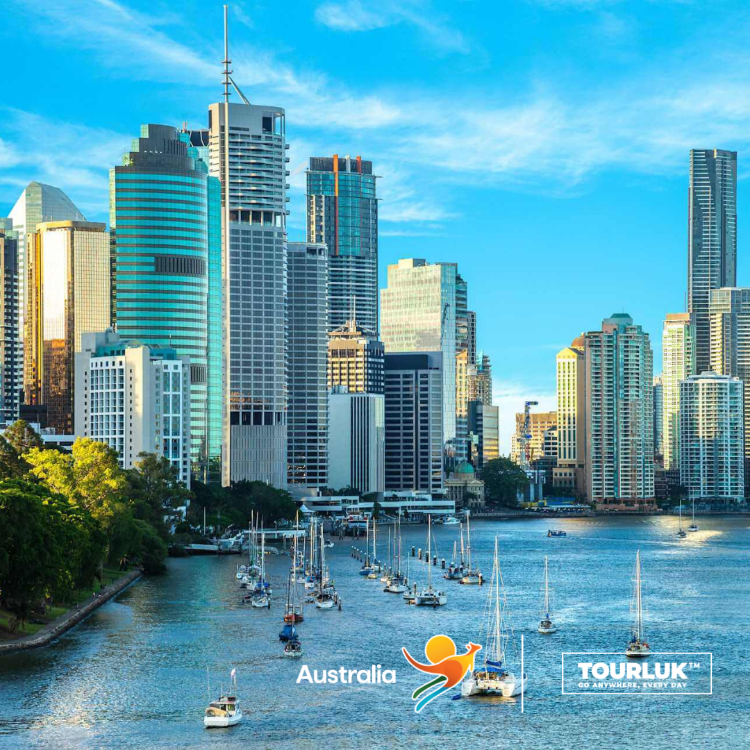 Toàn cảnh khu trung tâm Brisbane bên dòng sông Brisbane tại bang Queensland, Úc